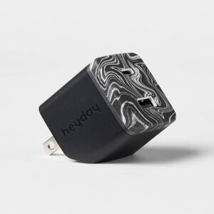 Dual Port USB-C & USB-a 25W Wall Charger Heyday Black Agate Charge Indicator